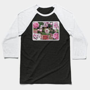 Pink Flowers Collage Baseball T-Shirt